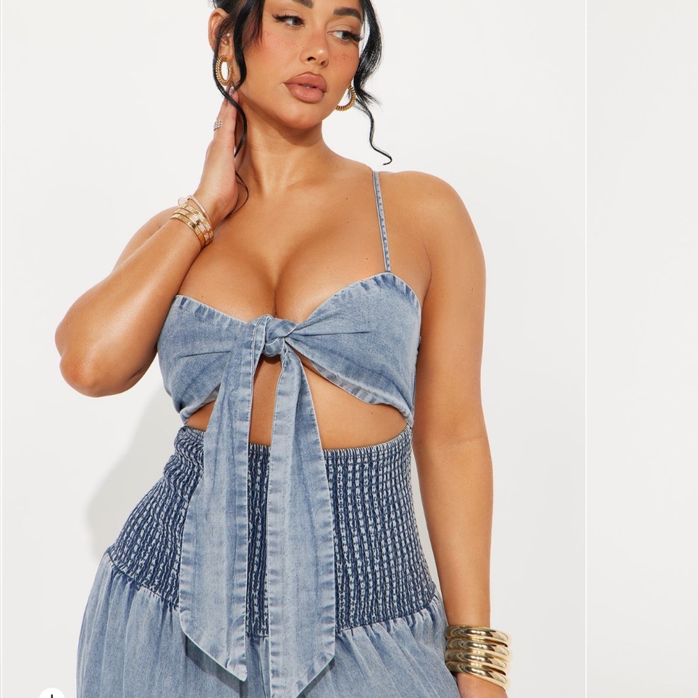 Free spirit washed chambray jumpsuit - Picture 4 of 4